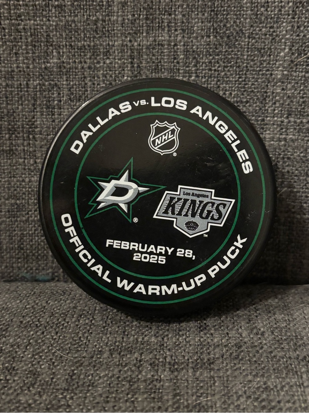 Dallas Stars vs Los Angeles Kings 2/28/25 Official NHL Warm Up Hockey Puck